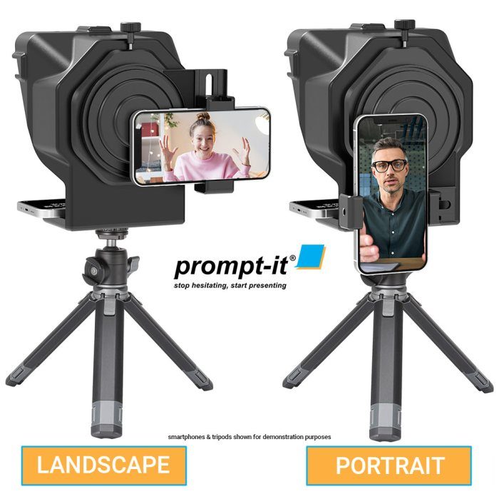 Prompt-it Mini Teleprompter - portrait & landscape