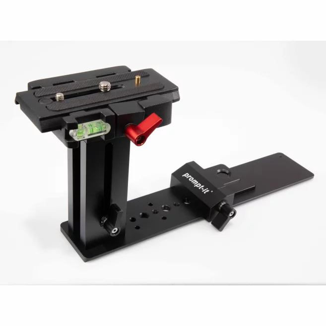 Prompt-it FLEX teleprompter rig kit base mount with adjustable quick release plate and tripod mounting system.